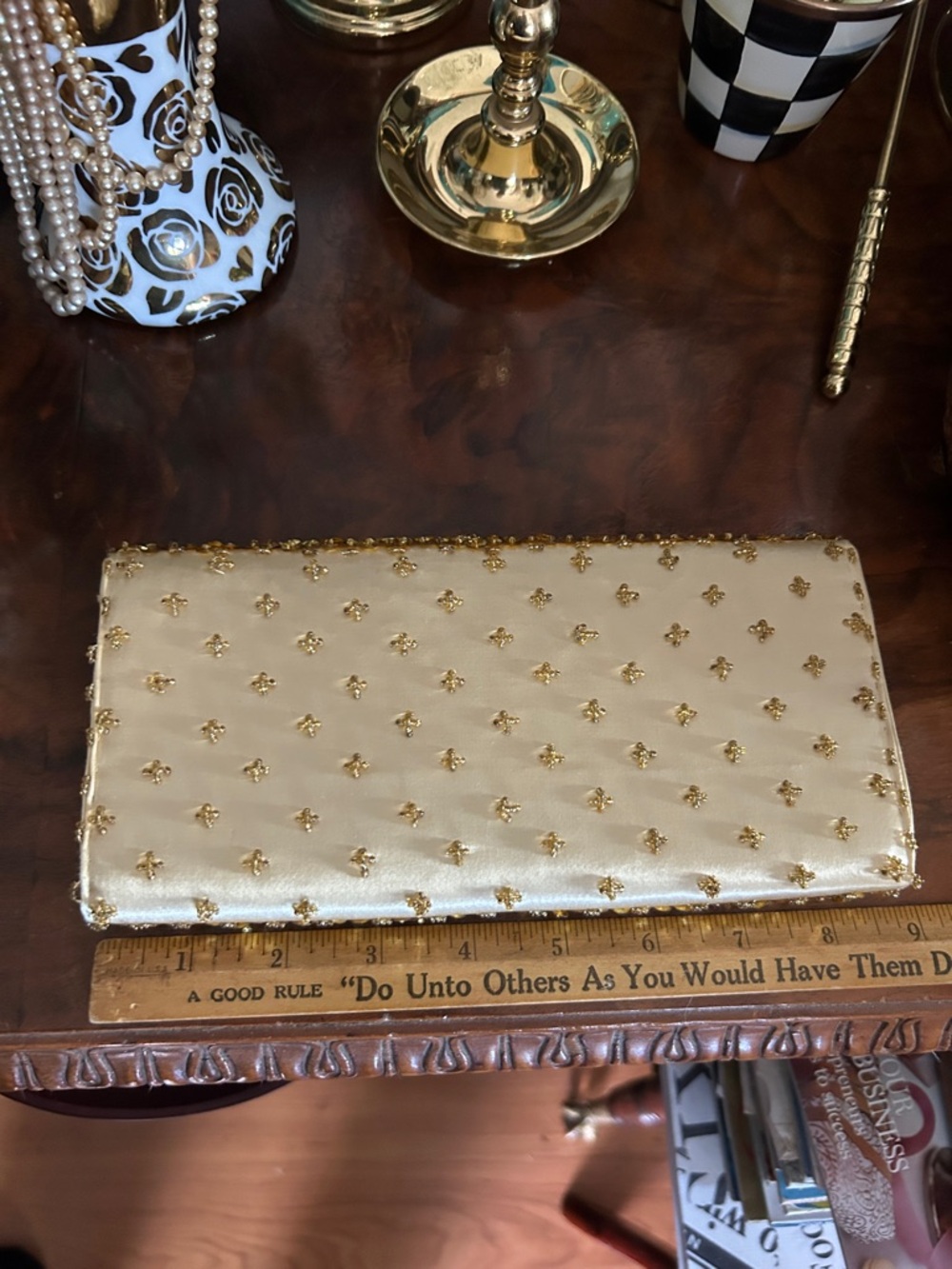 Vintage Gold Sequin & Beaded Embellished Evening Clutch - Picture 4 of 8